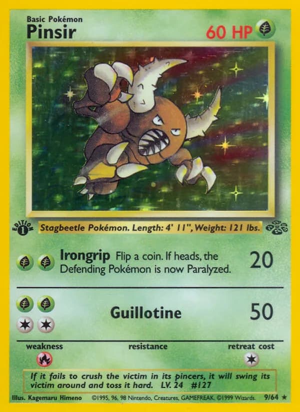 1st Edition Pinsir card front, Jungle 9/64