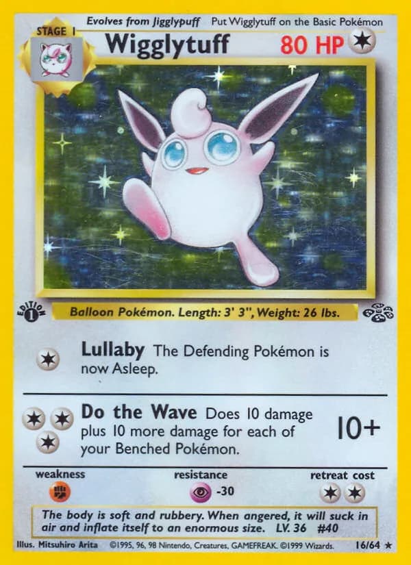 1st Edition Wigglytuff card front, Jungle 16/64