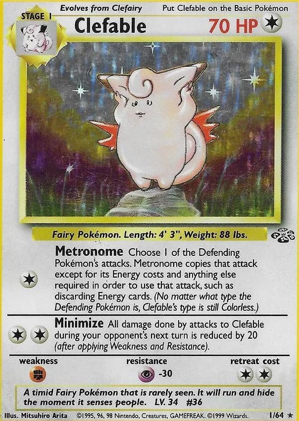 Unlimited Clefable card front, Jungle 1/64