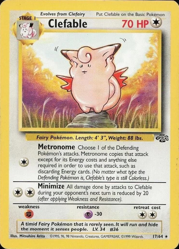 Unlimited Clefable card front, Jungle 17/64