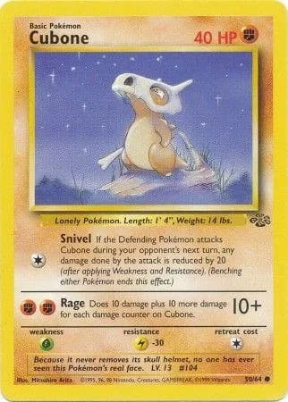 Unlimited Cubone card front, Jungle 50/64