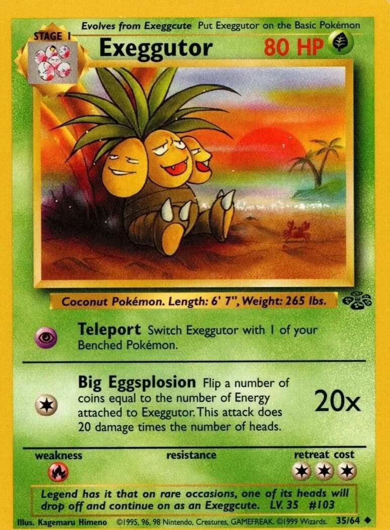 Unlimited Exeggutor card front, Jungle 35/64