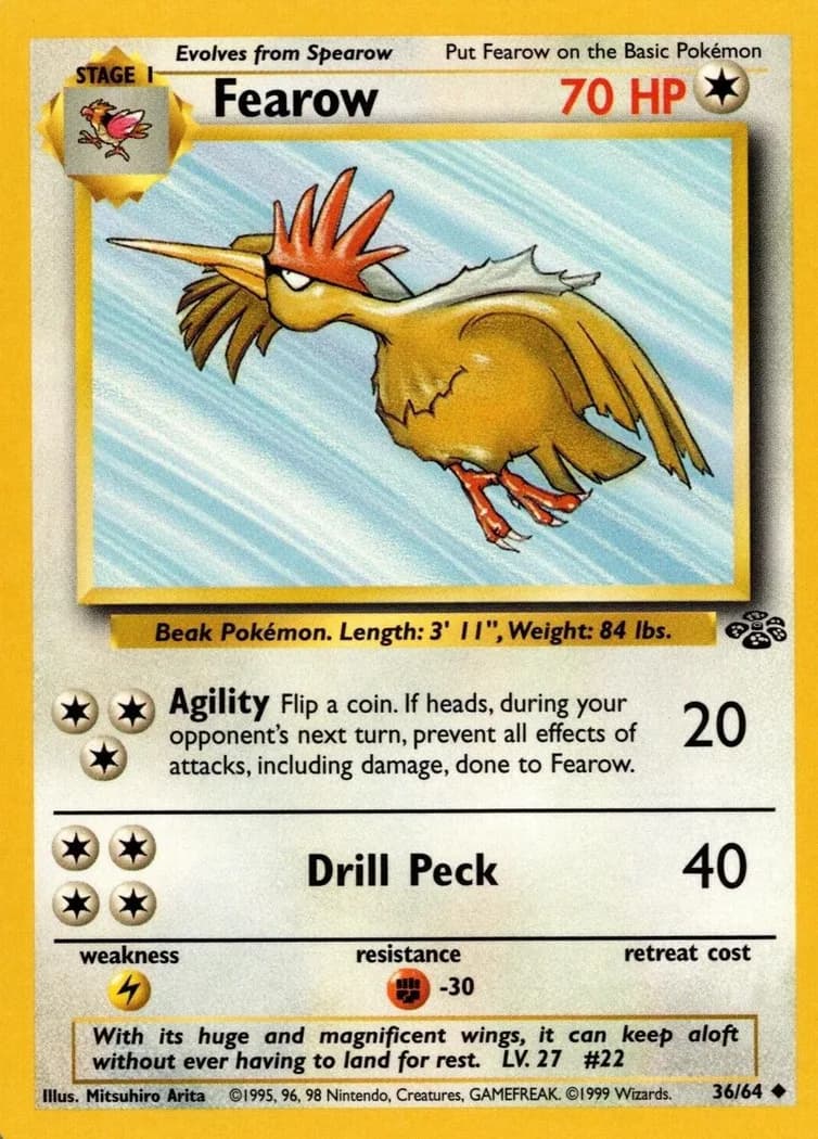 Unlimited Fearow card front, Jungle 36/64