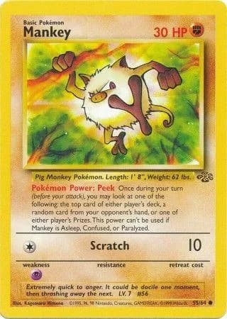 Unlimited Mankey card front, Jungle 55/64