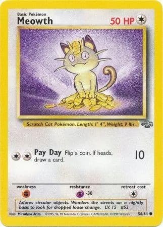 Unlimited Meowth card front, Jungle 56/64