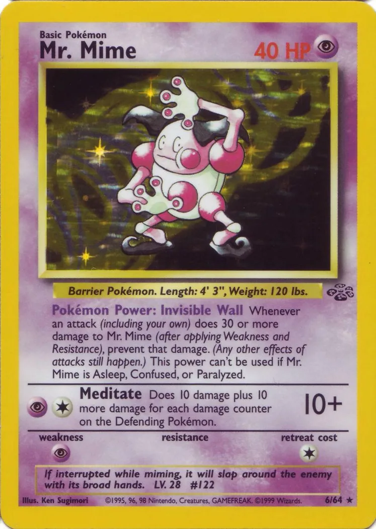Unlimited Mr. Mime card front, Jungle 6/64