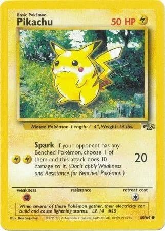 Unlimited Pikachu card front, Jungle 60/64