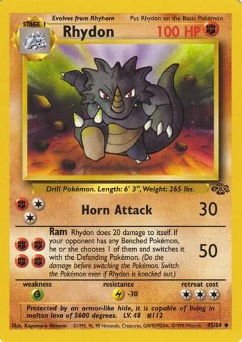 Unlimited Rhydon card front, Jungle 45/64