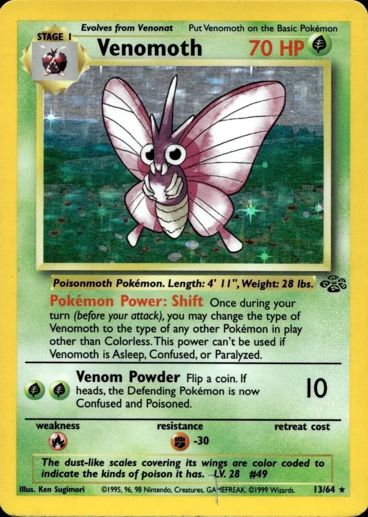 Unlimited Venomoth card front, Jungle 13/64