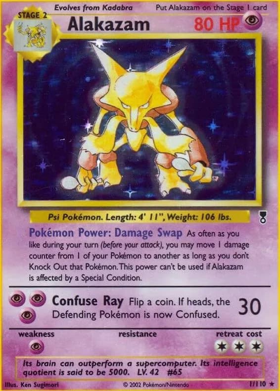 Alakazam card front, Legendary Collection 1/110