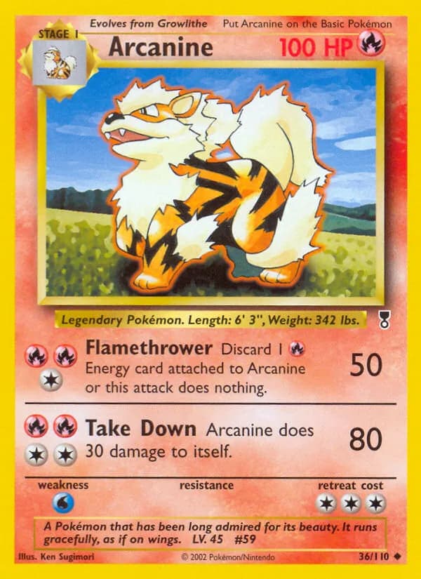 Arcanine card front, Legendary Collection 36/110