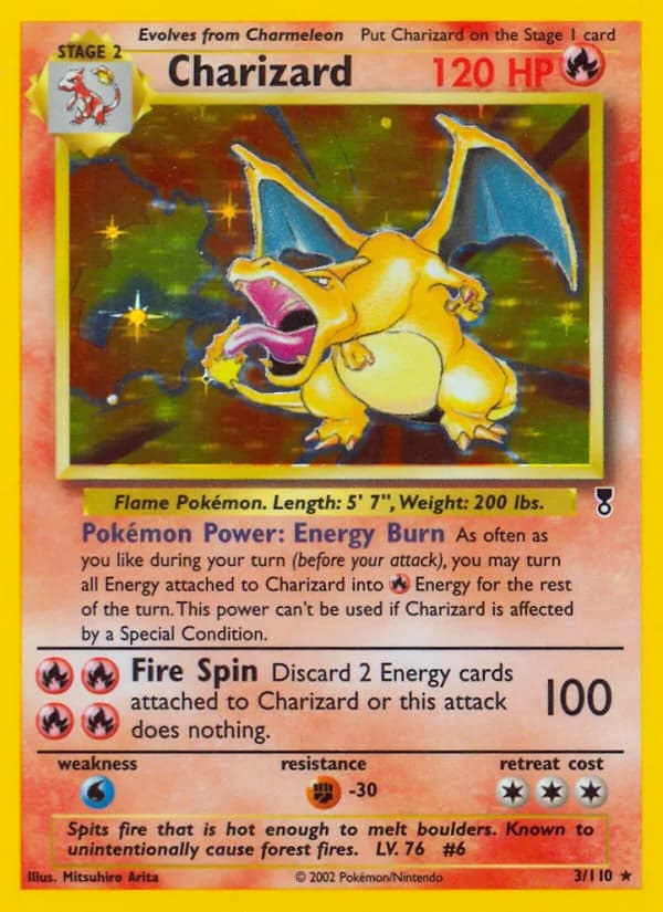 Legendary Collection Charizard card front, 3/110