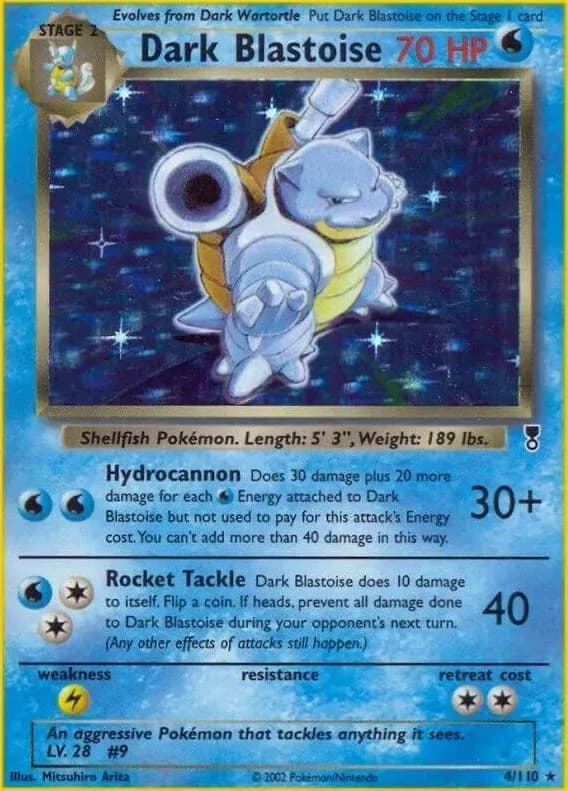 Dark Blastoise card front, Legendary Collection 4/110