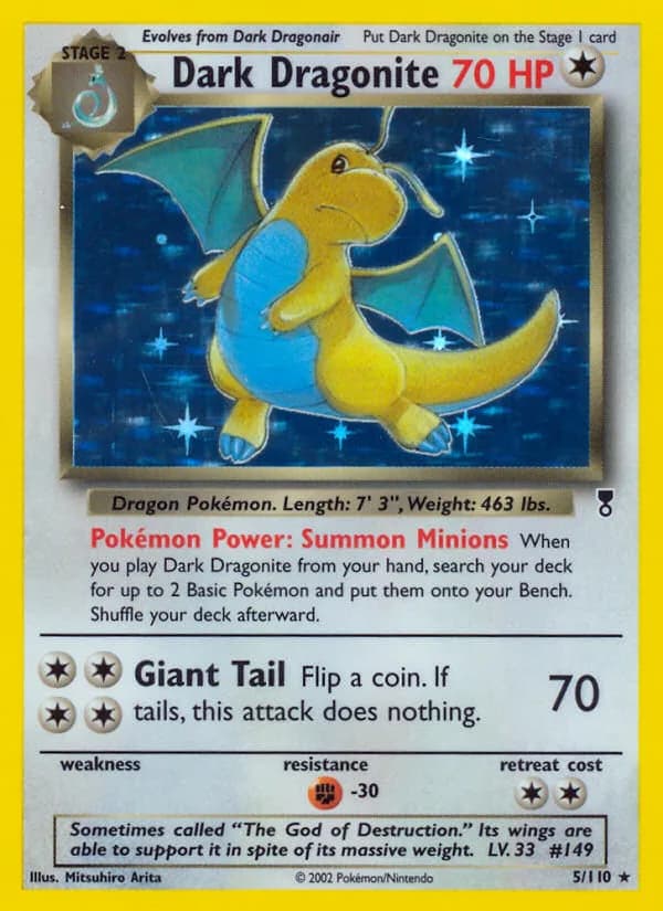Dark Dragonite card front, Legendary Collection 5/110