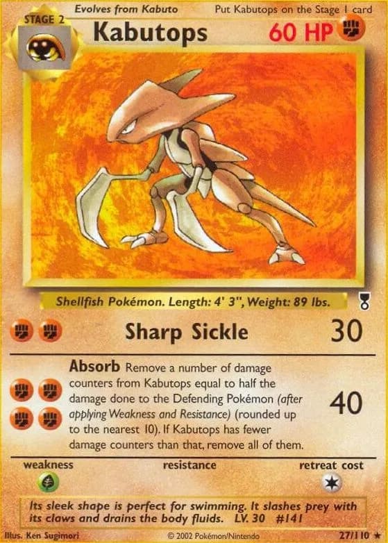 Kabutops card front, Legendary Collection 27/110