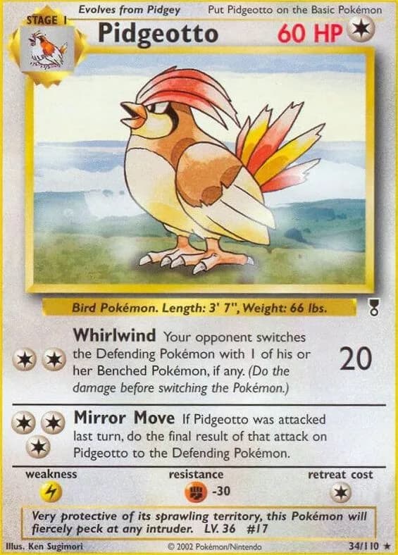 Pidgeotto card front, Legendary Collection 34/110