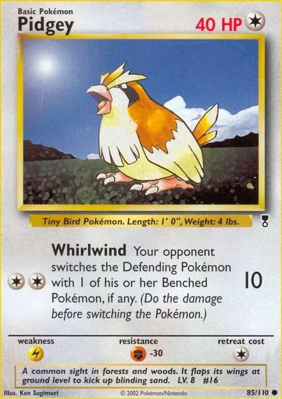 Pidgey card front, Legendary Collection 85/110