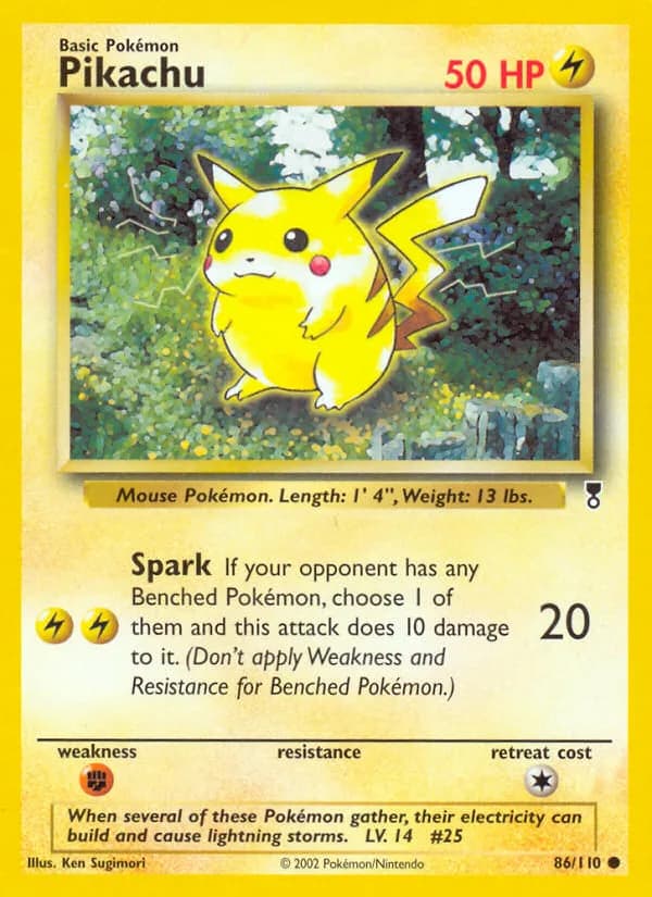 Legendary Collection Pikachu card front, 86/110