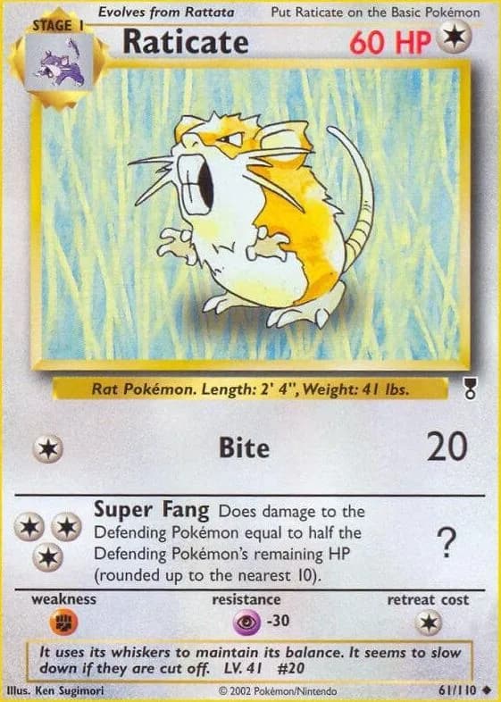 Raticate card front, Legendary Collection 61/110