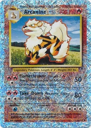Arcanine reverse holo card front, Legendary Collection 36/110