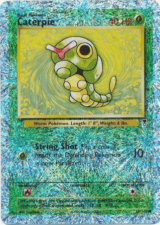 Caterpie reverse holo card front, Legendary Collection 69/110