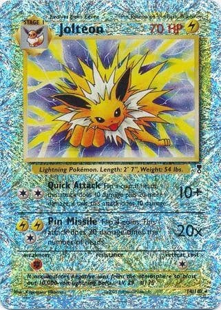 Jolteon reverse holo card front, Legendary Collection 14/110