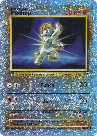 Machop reverse holo card front, Legendary Collection 79/110
