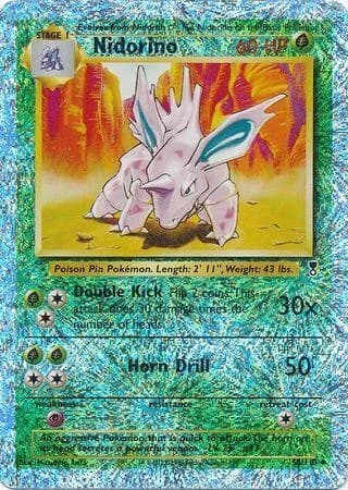 Nidorino reverse holo card front, Legendary Collection 56/110