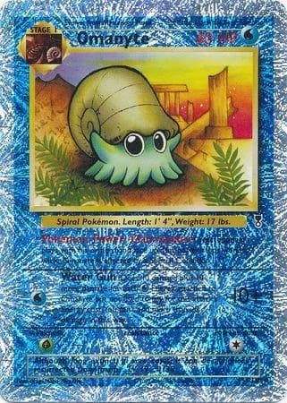 Omanyte reverse holo card front, Legendary Collection 57/110
