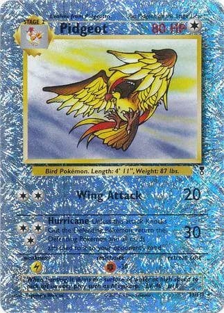 Pidgeot reverse holo card front, Legendary Collection 33/110