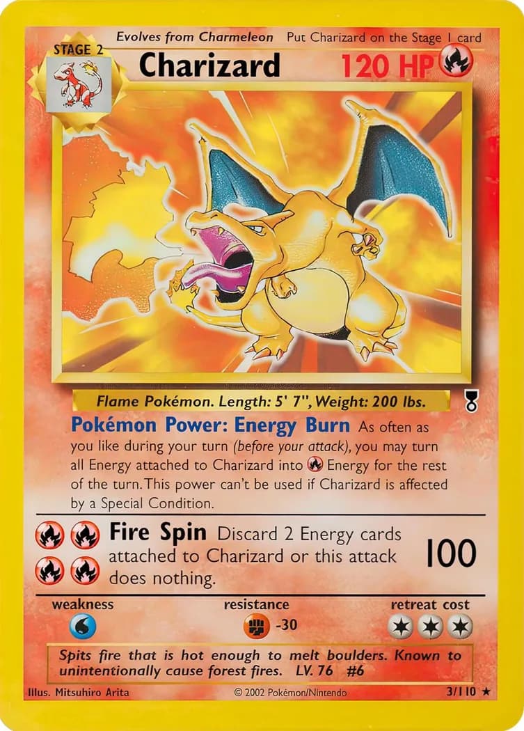 Charizard theme deck non-holo card front, Legendary Collection 3/110