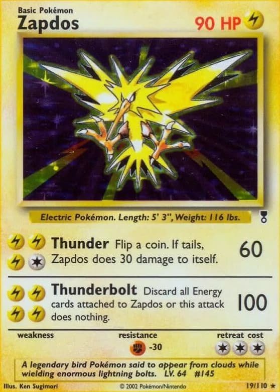 Zapdos card front, Legendary Collection 19/110