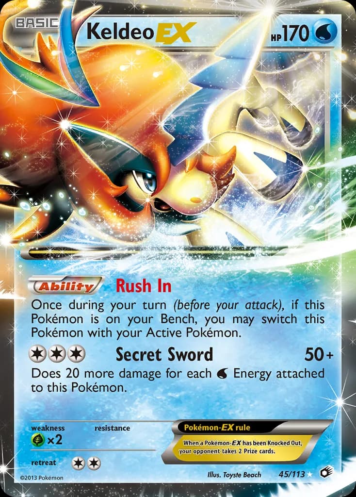 Legendary Treasures Keldeo-EX card front, 45/113