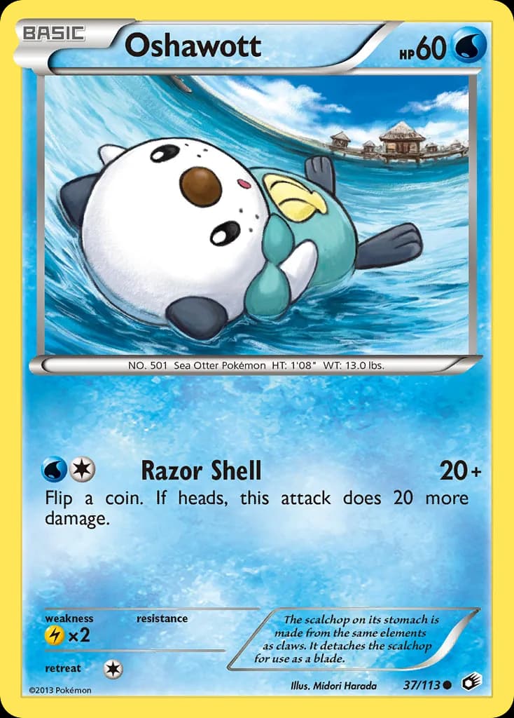Oshawott card front, Legendary Treasures 37/113