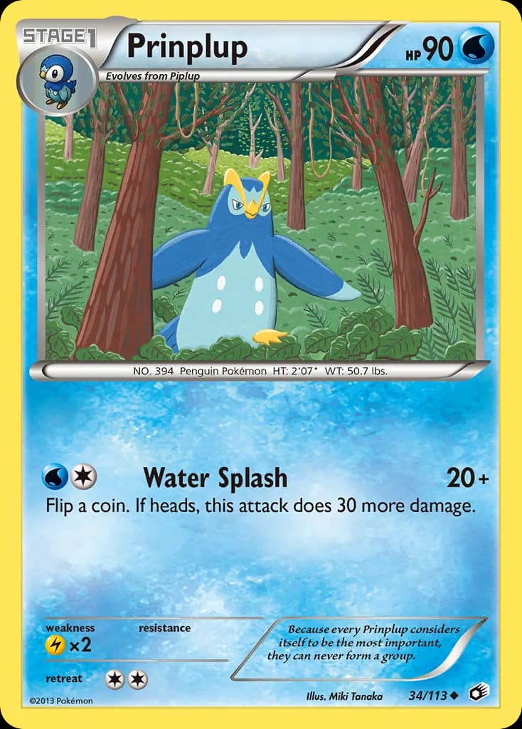 Legendary Treasures Prinplup card front, 34/113