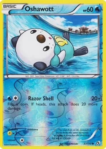 Oshawott reverse holo card front, Legendary Treasures 37/113
