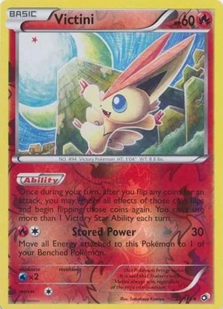 Victini reverse holo card front, Legendary Treasures 23/113