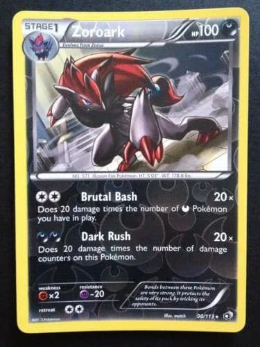 Zoroark reverse holo card front, Legendary Treasures 90/113