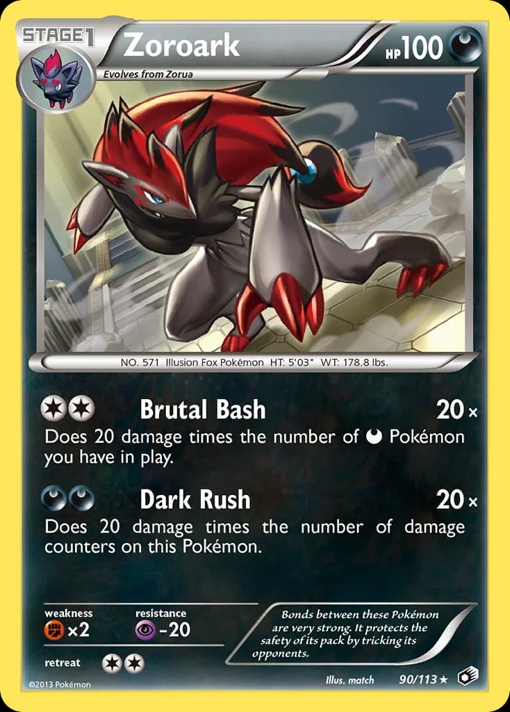 Zoroark card front, Legendary Treasures 90/113