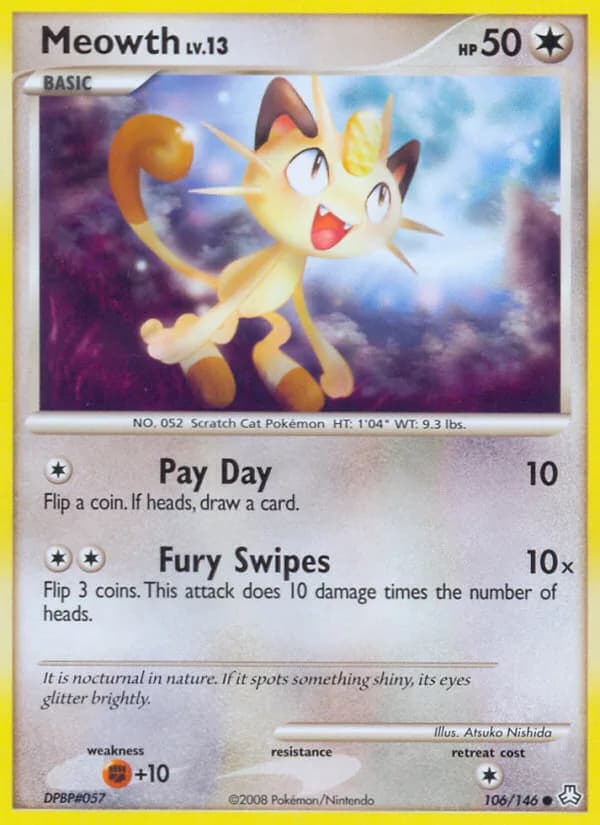 Legends Awakened Meowth card front, 106/146