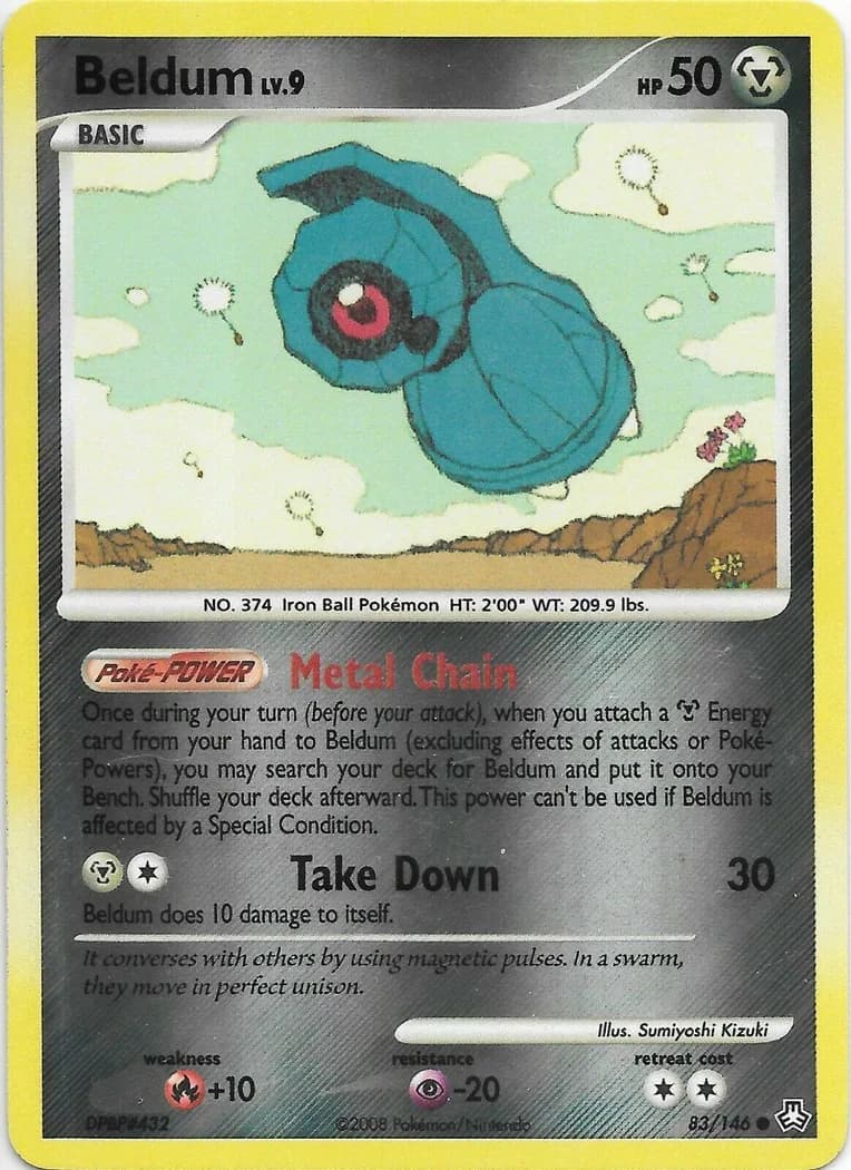 Beldum reverse holo card front, Legends Awakened 83/146