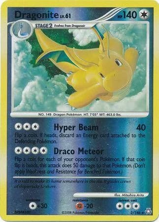 Dragonite reverse holo card front, Legends Awakened 2/146