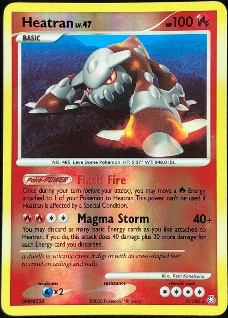 Heatran reverse holo card front, Legends Awakened 6/146