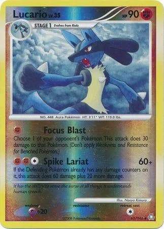 Lucario reverse holo card front, Legends Awakened 61/146