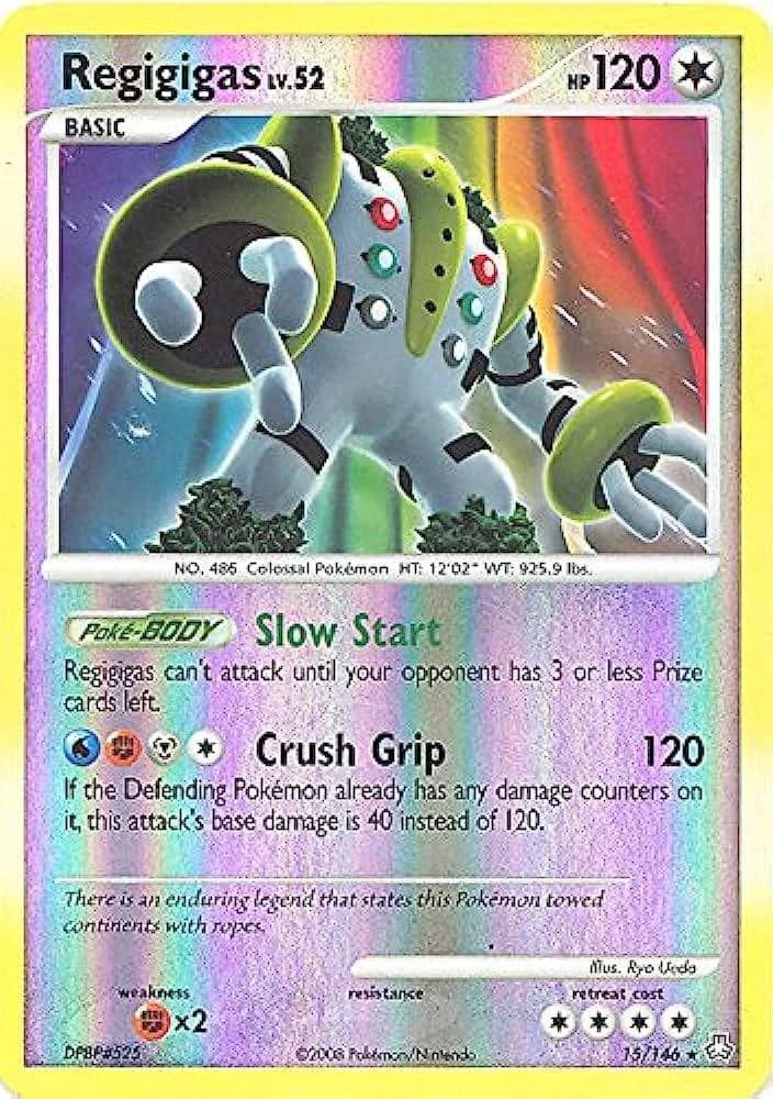 Regigigas reverse holo card front, Legends Awakened 15/146
