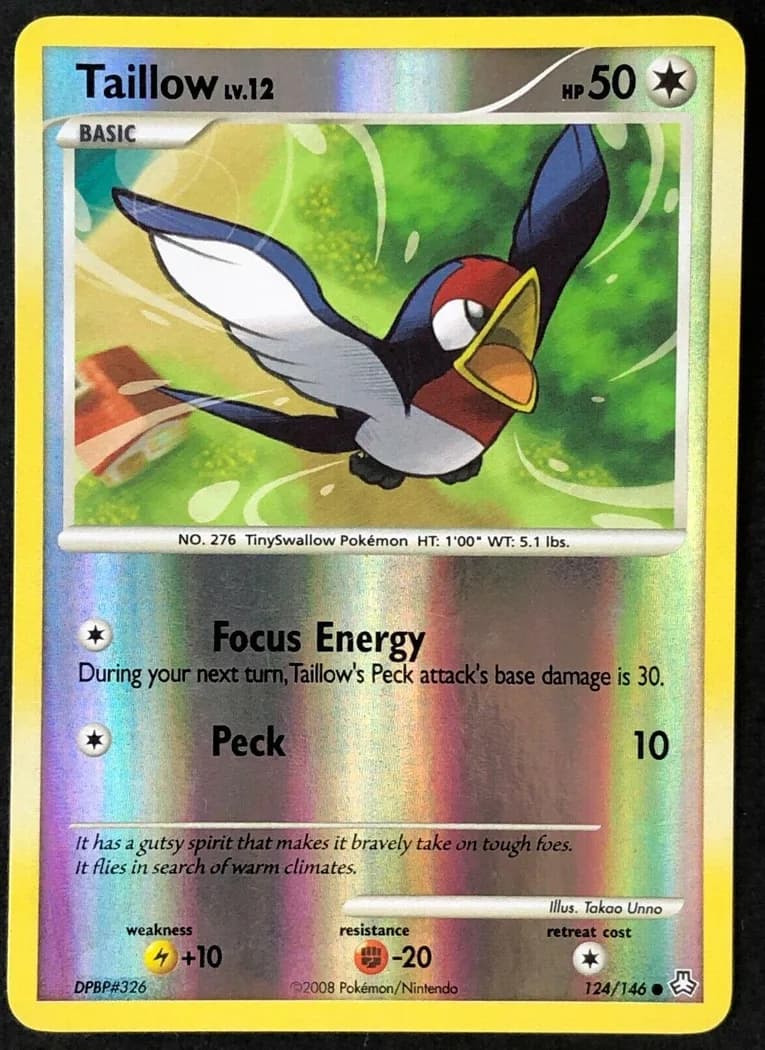 Taillow reverse holo card front, Legends Awakened 124/146