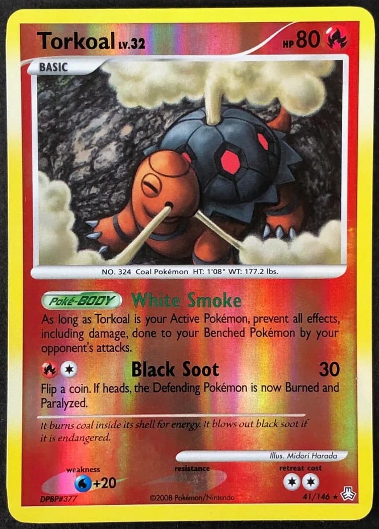 Torkoal reverse holo card front, Legends Awakened 41/146