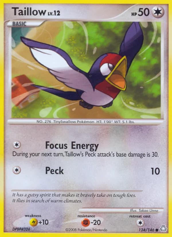 Legends Awakened Taillow card front, 124/146
