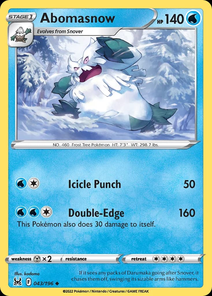 Lost Origin Abomasnow card front, 43/196