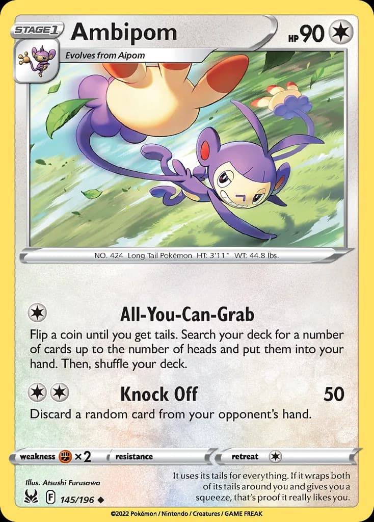 Lost Origin Ambipom card front, 145/196
